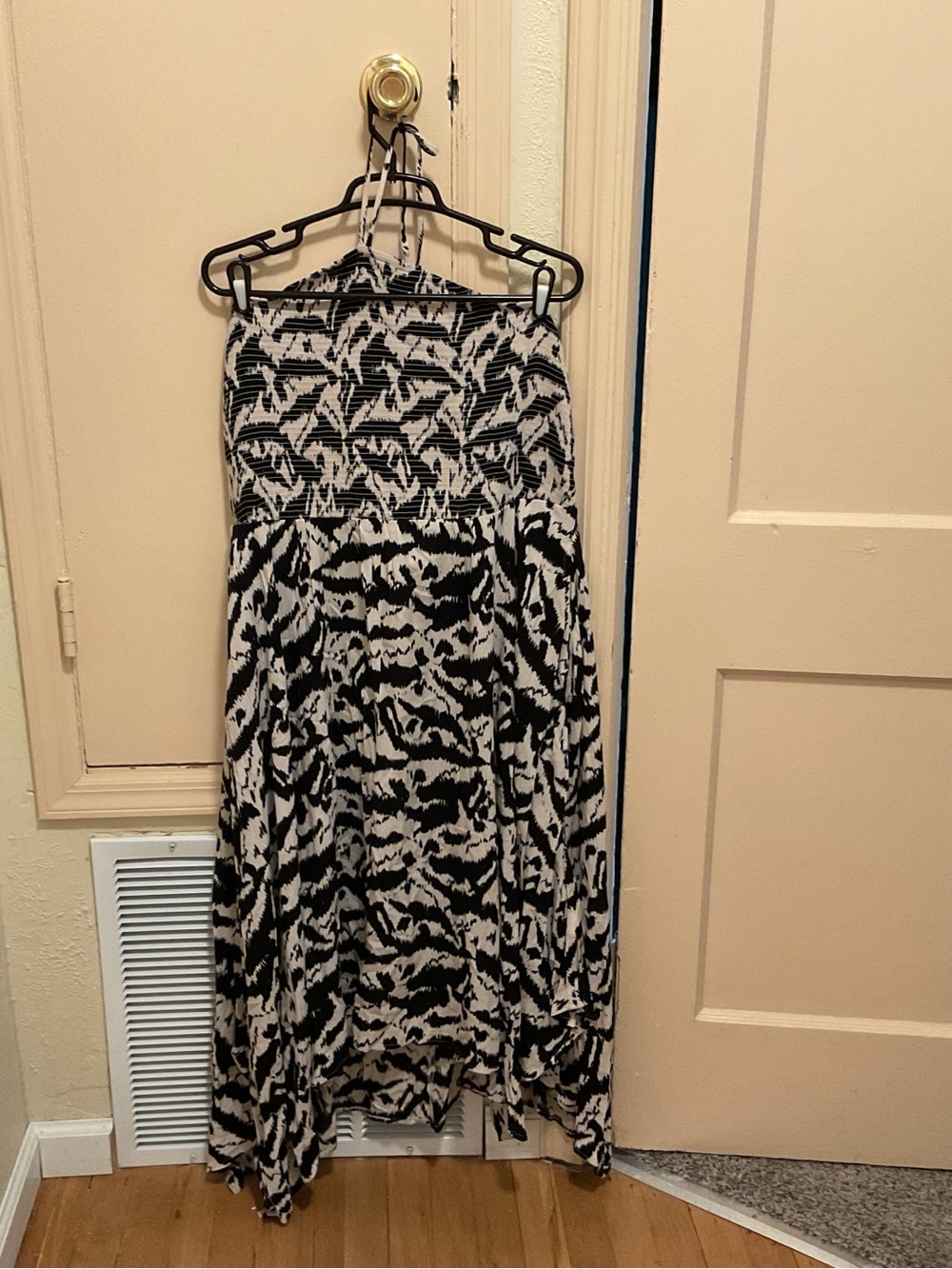 Old Navy Black and White Strapless Printed Maxi Dress